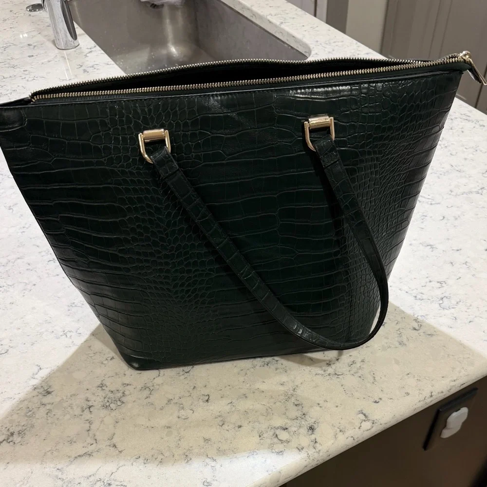 H&M faux crocodile work bag 17x10